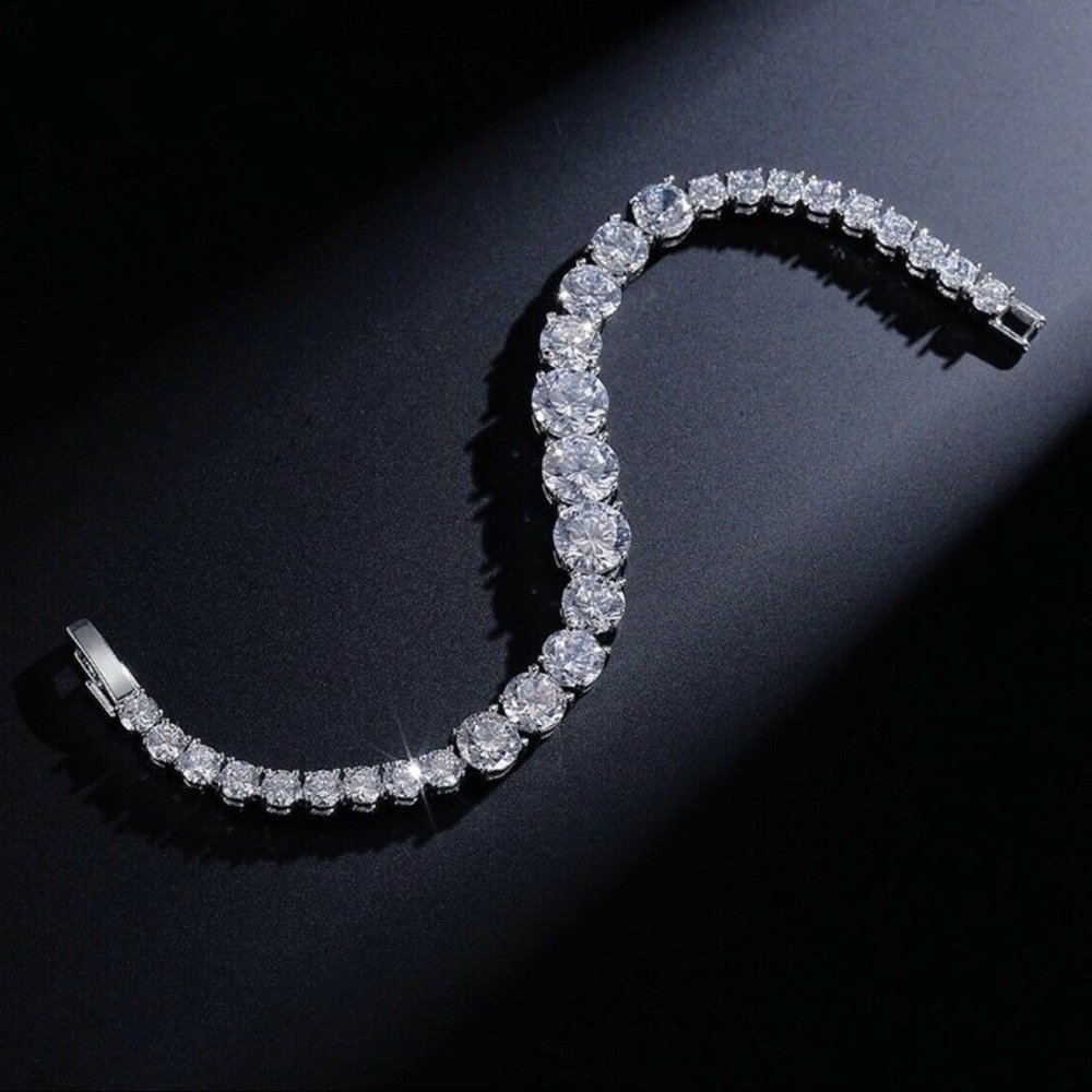 Cubic Zirconia Womens Bracelet White Gold Plated - Picture 5 of 7